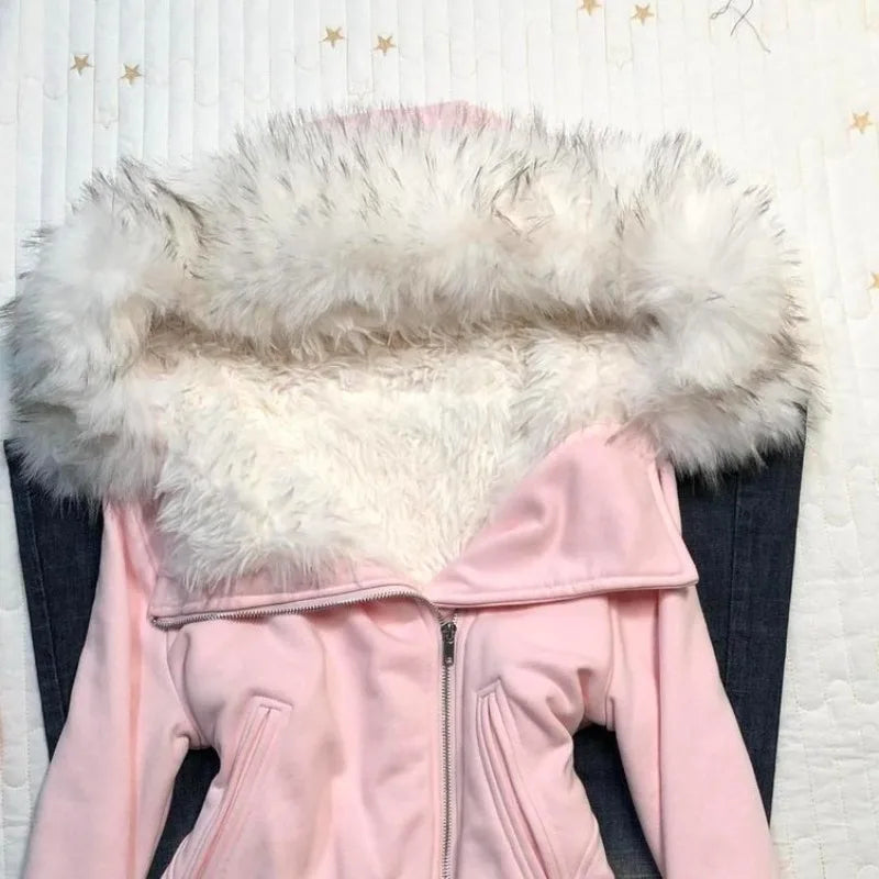 AIERTU  -  Autumn Winter Y2k Jackets for Women Solid American Retro Thick Warm Chaquetas Hooded Versatile Slim Fit Casual Aiertu