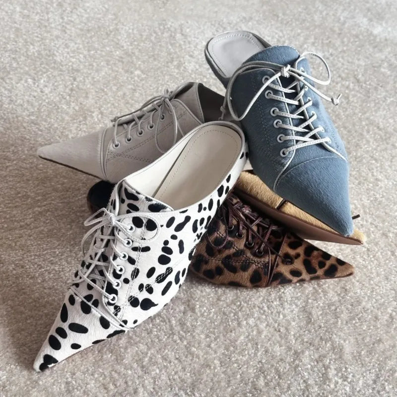 AIERTU  -  Fashion Women Shoes Retro Leopard Print Mueller Slippers for Woman Comfort Pointed Tip Casual Shoes Designer Shoes Zapatos Mujer Aiertu