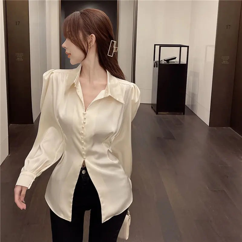 Aiertu Office Ladies Blazer Jacket Women Turn Down Collar Single Breasted Korean Casual White Vintage Outerwear Stylish Tops Aiertu
