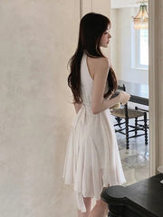 AIERTU  -  Women's Sweet Style High Collar Midi Dress Waist-Cinching Sleeveless Spring Autumn Winter Citywalk Single Piece Other Material Aiertu