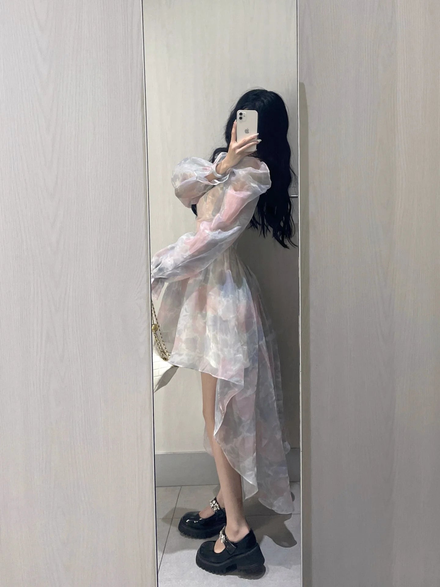 Aiertu Sweet Elegant Floral Midi Dress Women Casual Korean Puff Sleeve Fairy Dress Female Beach Vintage Party Dresses 2024 Summer Chic Aiertu