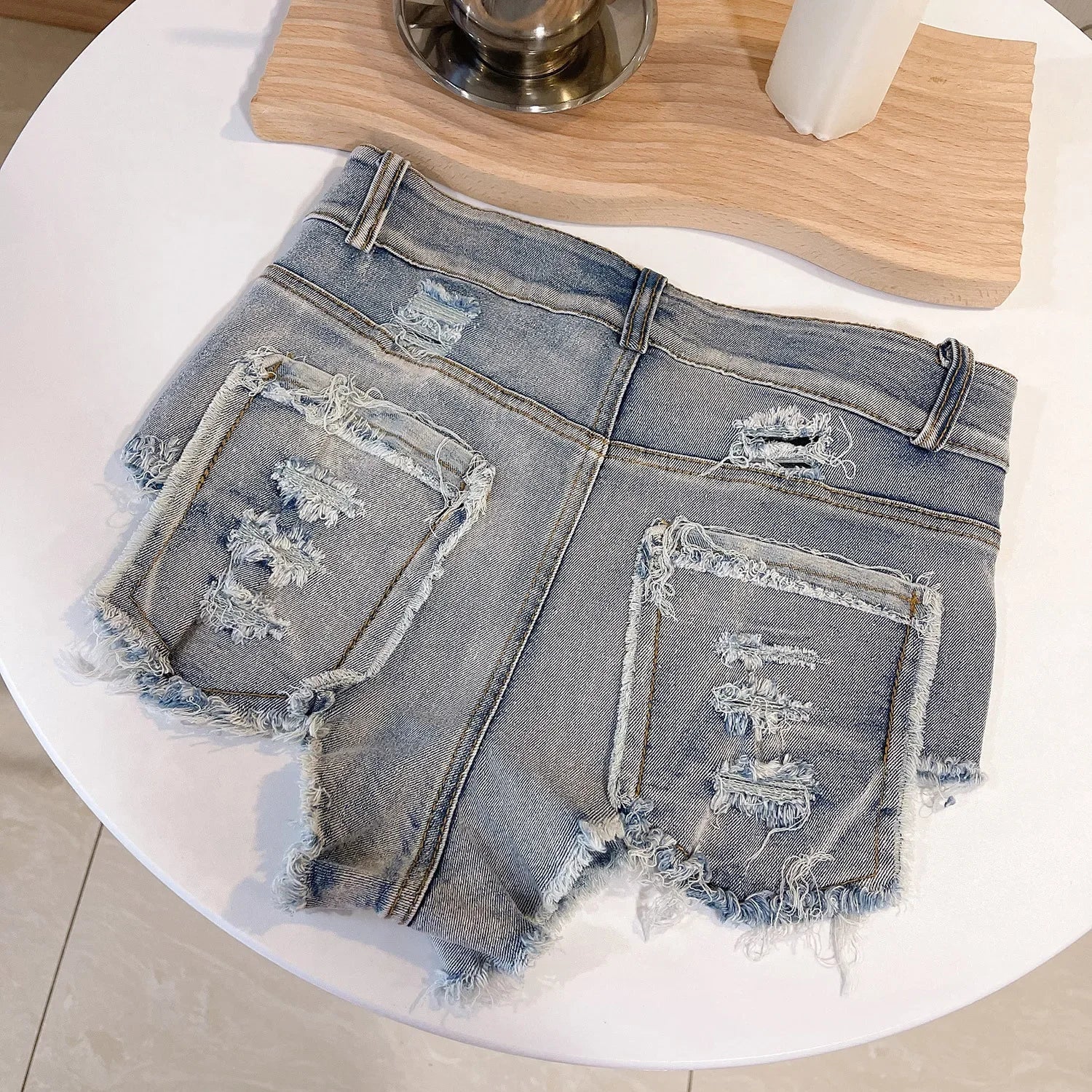 AIERTU  -  New Sexy European American Style High-Waisted Slim Fit Jeans Shorts For Women Fringe Denim Short Pants Funny Casual Aiertu