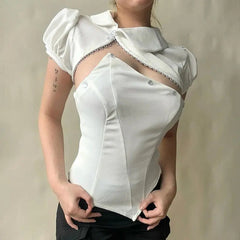AIERTU  -  Summer New Women's White Separate Top Bubble Sleeve Diagonal Neck Tube Top Aiertu