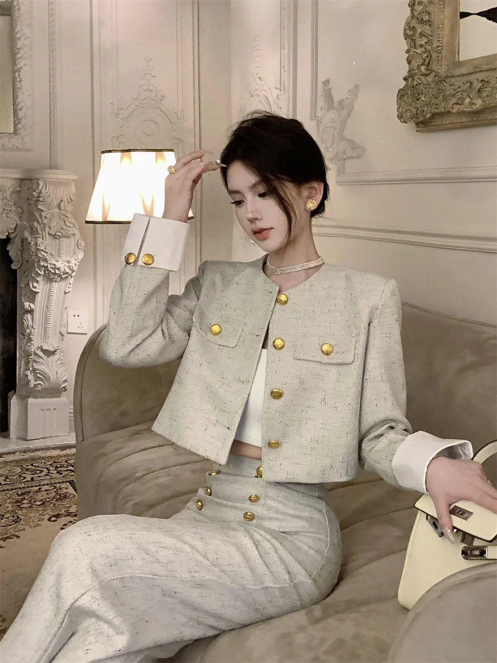 Aiertu High End Small Fragrance Two Piece Set Women Jacket Coat + Pant Sets Fashion Casual 2 Piece Sets Women Outfit Conjunto Femininos Aiertu