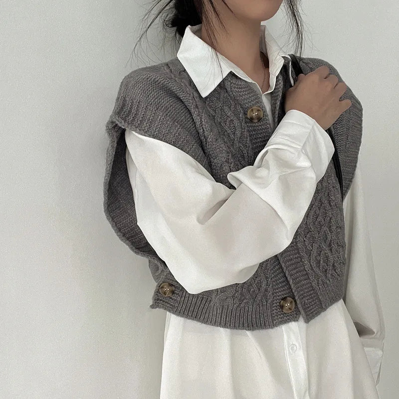 AIERTU  -  Button-knitted Cardigan Vest Women's Women's Soft Waxy Gentle Wind Sweater Vest Women Aiertu