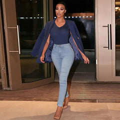 AIERTU  -  New Sexy Skinny Blue Jeans Temperament Commuting Micro Spring Mid Rise Women's Pencil Pants Fashion Black Small Leg Pants Aiertu