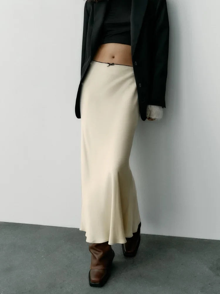Aiertu Women Satin Skirt High Waist Midi Skirt Stylish Long Skirts For Women Fashion Chic And Elegant Woman Skirt Streetwear Aiertu