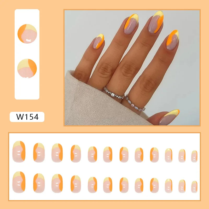 Aiertu 24pcs/Box Ballerina Nail Tip Purple with Design Manicure Patches Fresh Floral Almond False Nails Press on Med Nails Detachable Aiertu