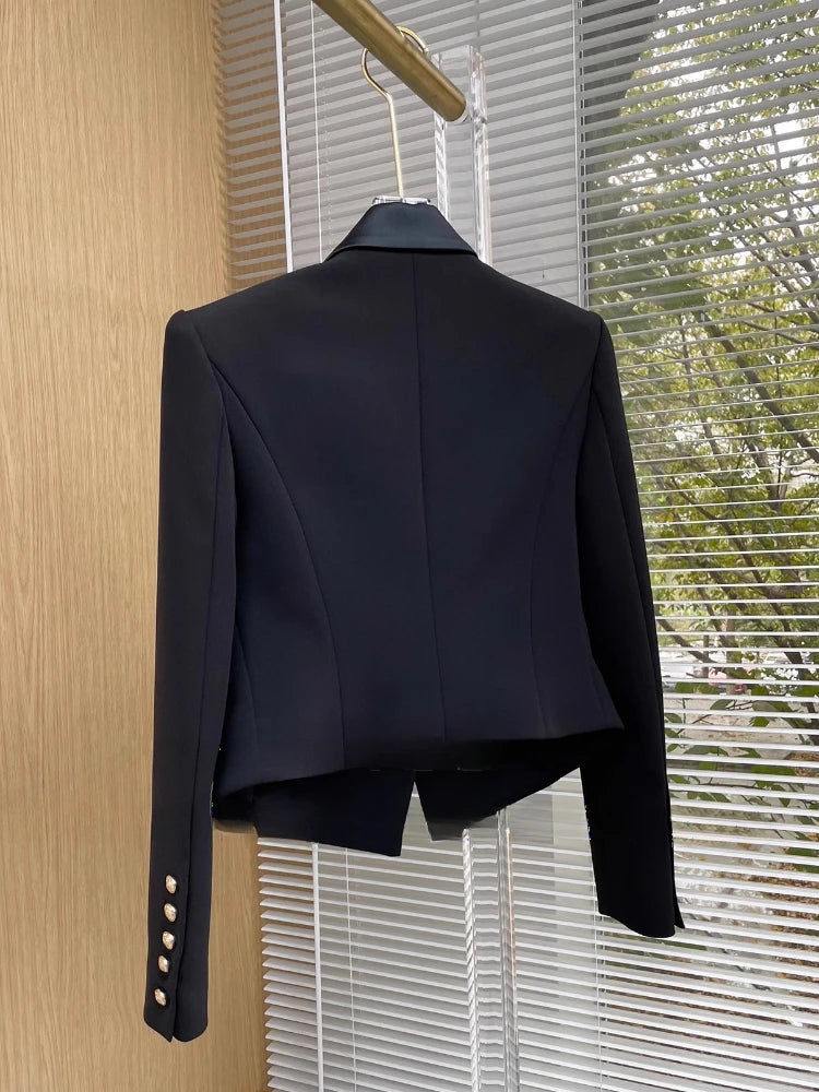 Aiertu Fashion Simple Casual Long Sleeve Female Jackets Suit Collar Blazers Short Tops 2023 Autumn Korean Chic Elegant Women Coats Aiertu