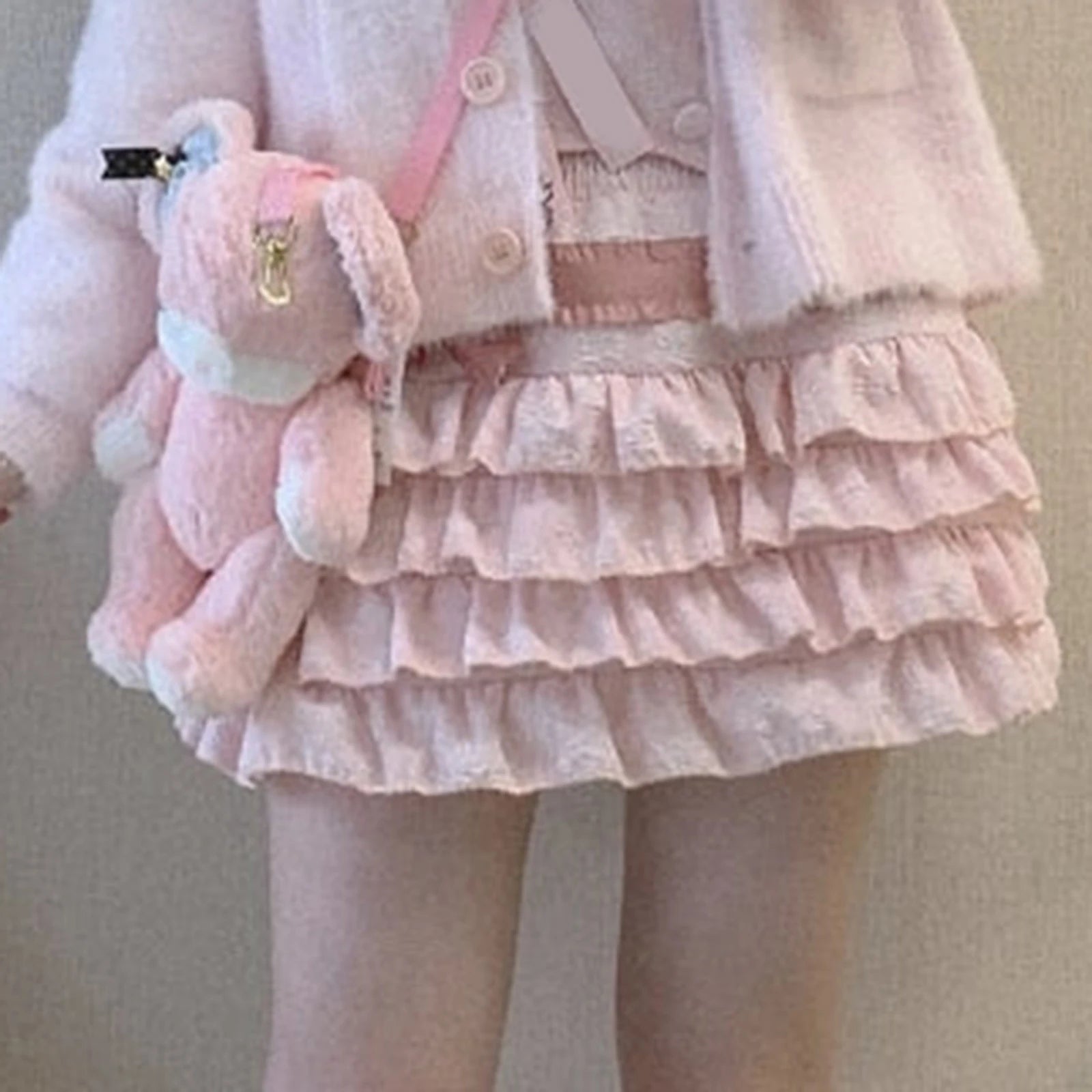Lolita Cake Mini Skirts Women Japanese A-line High Waist Pleated Skirt Girly Kawaii Love Y2k Layered Skirts Fairy Outfit Aiertu