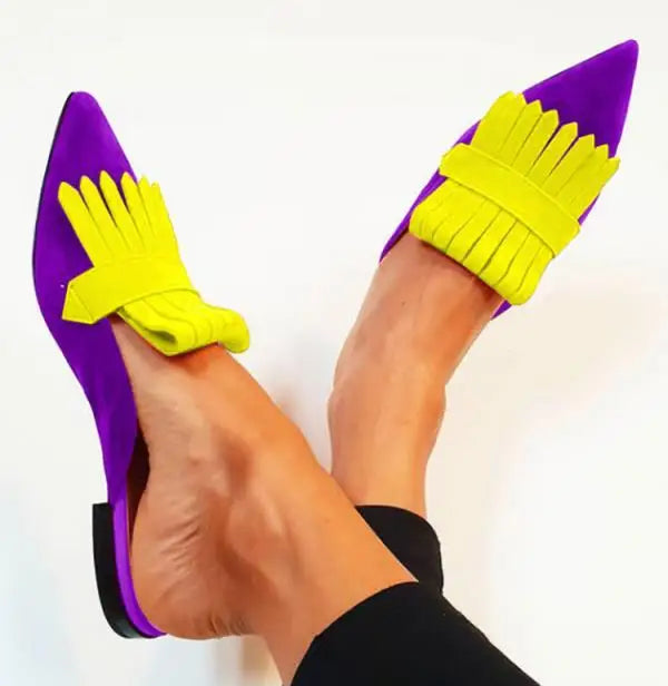Aiertu Pointed Toe Big Size Shoes Woman Casual Female Sneakers Low Heels Flats Fringe Large Size Dress New Tassel Scandals Lace-Up Slip Aiertu