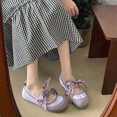 Aiertu Back  to school 2024 Autumn Lace Up Women Ballet Flat Shoes Fashion Shallow Non Slip Ladies Comfort Round Toe Mary Jane Shoes Aiertu