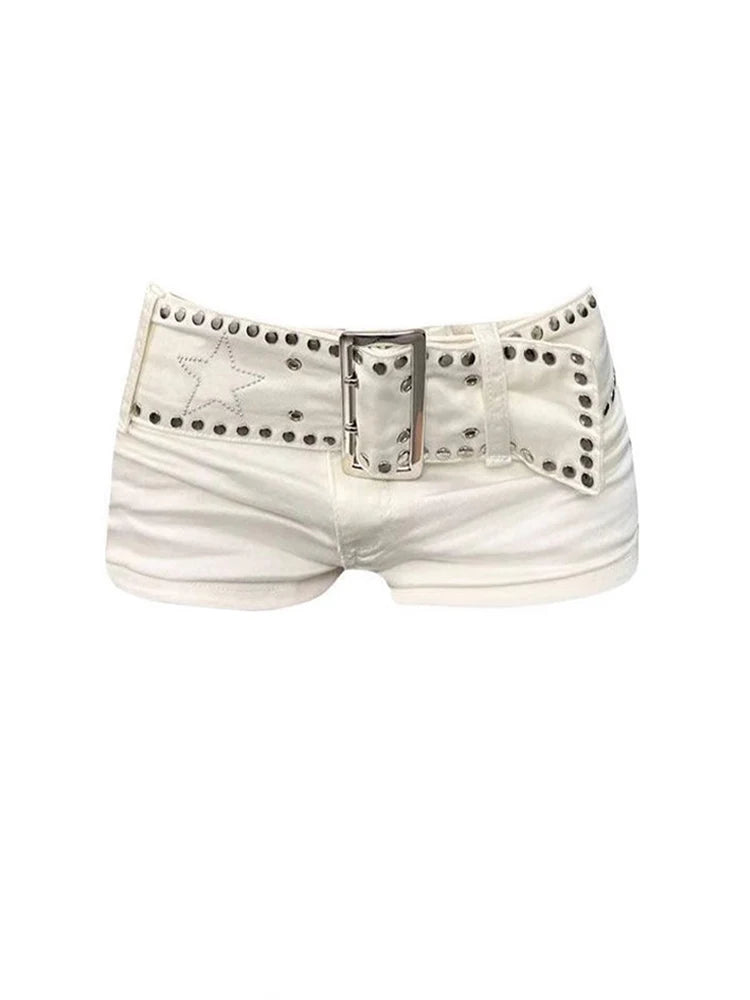 Aiertu Women's White Denim Shorts Y2k Jeans Short Pants Harajuku Aesthetic Vintage Low Waist Cowboy Shorts 2000s Trashy Clothes Summer Aiertu