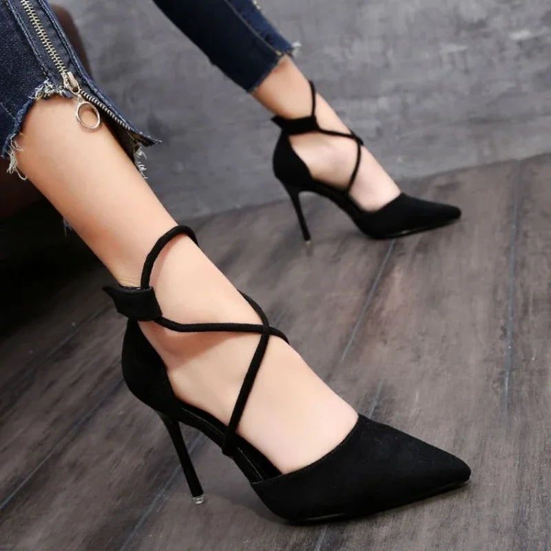 Newest Style High Heels Sexy Pumps Women Shoes 9cm Wedding Shoes for Women Bride Shallow Pointed Single Shoes Aiertu