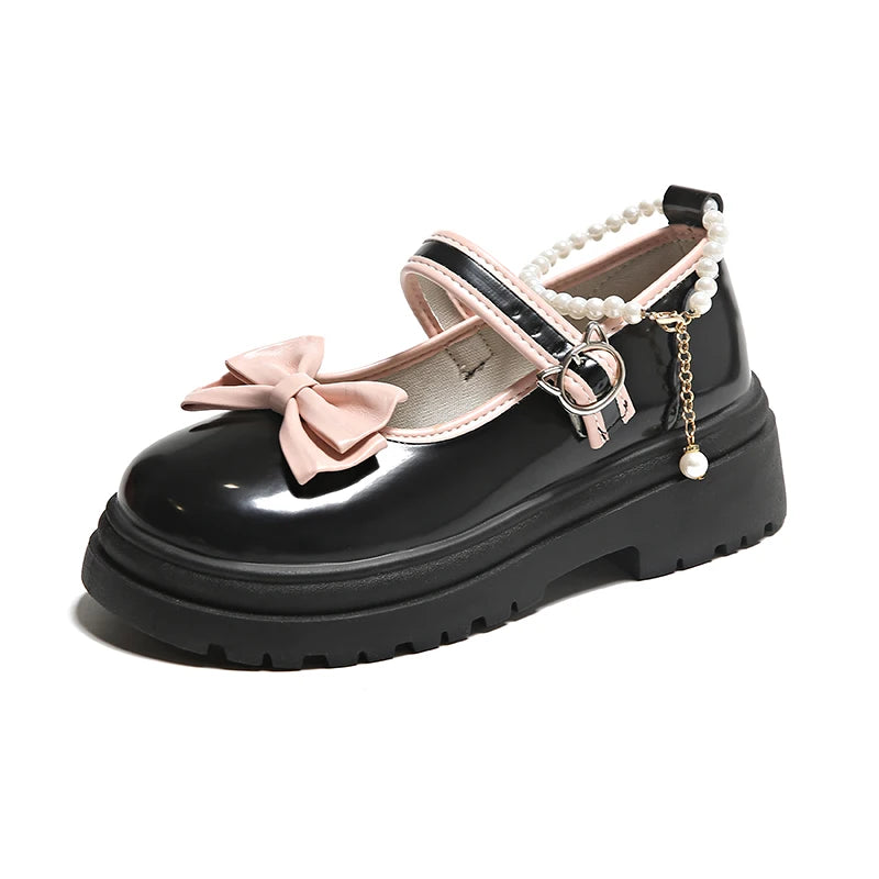 Aiertu Summer Female Shoes Fashion Mary Jane Shoes Round Head Band Heel Shoes Women Bow Pearl Square Heel Low-top Pumps Aiertu