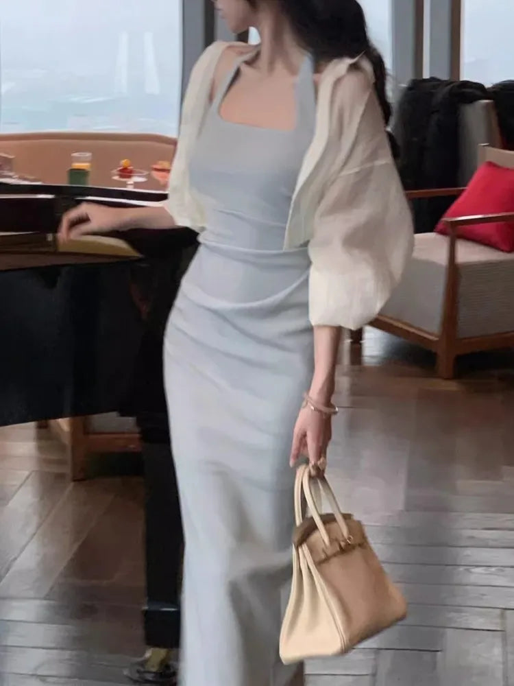 Aiertu Women Fashion Elegant Casual Midi Dress Halter Bodycon Slim Vintage Party Birthday Vestidos Female Clothes Sleeveless Lady Robe Aiertu