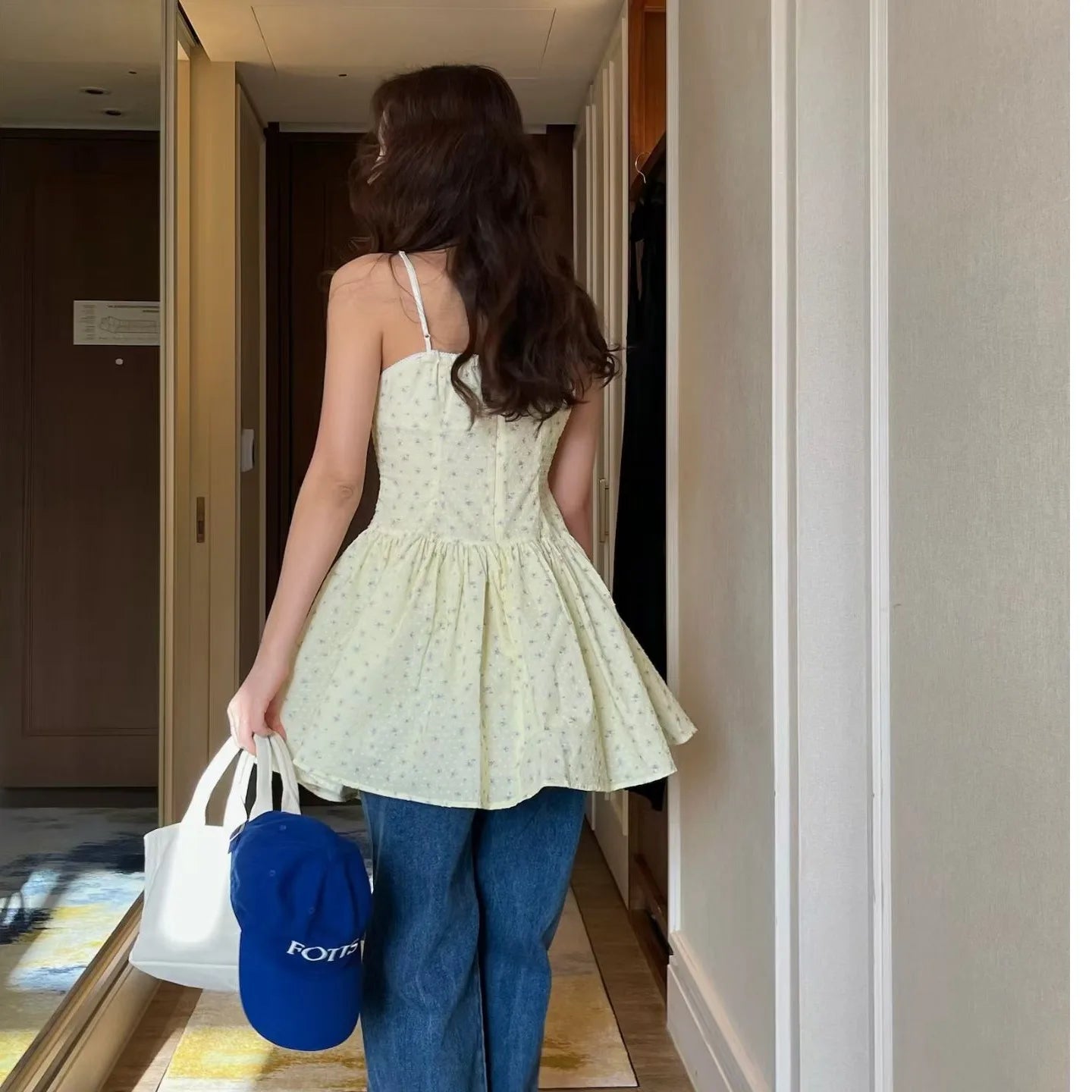 AIERTU  -  Summer Fashionable Korean Style Floral Print Slimming Dress Versatile Streetwear Casual Princess Skirt Sleeveless Dress Aiertu