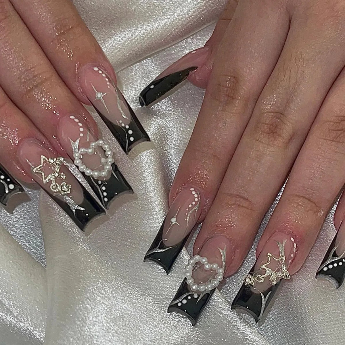Aiertu 24Pcs Long Ballet False Nails with Bow Designs Pink Coffin Press on Nails Wearable French Fake Nail Full Cover Manicure Tips Aiertu