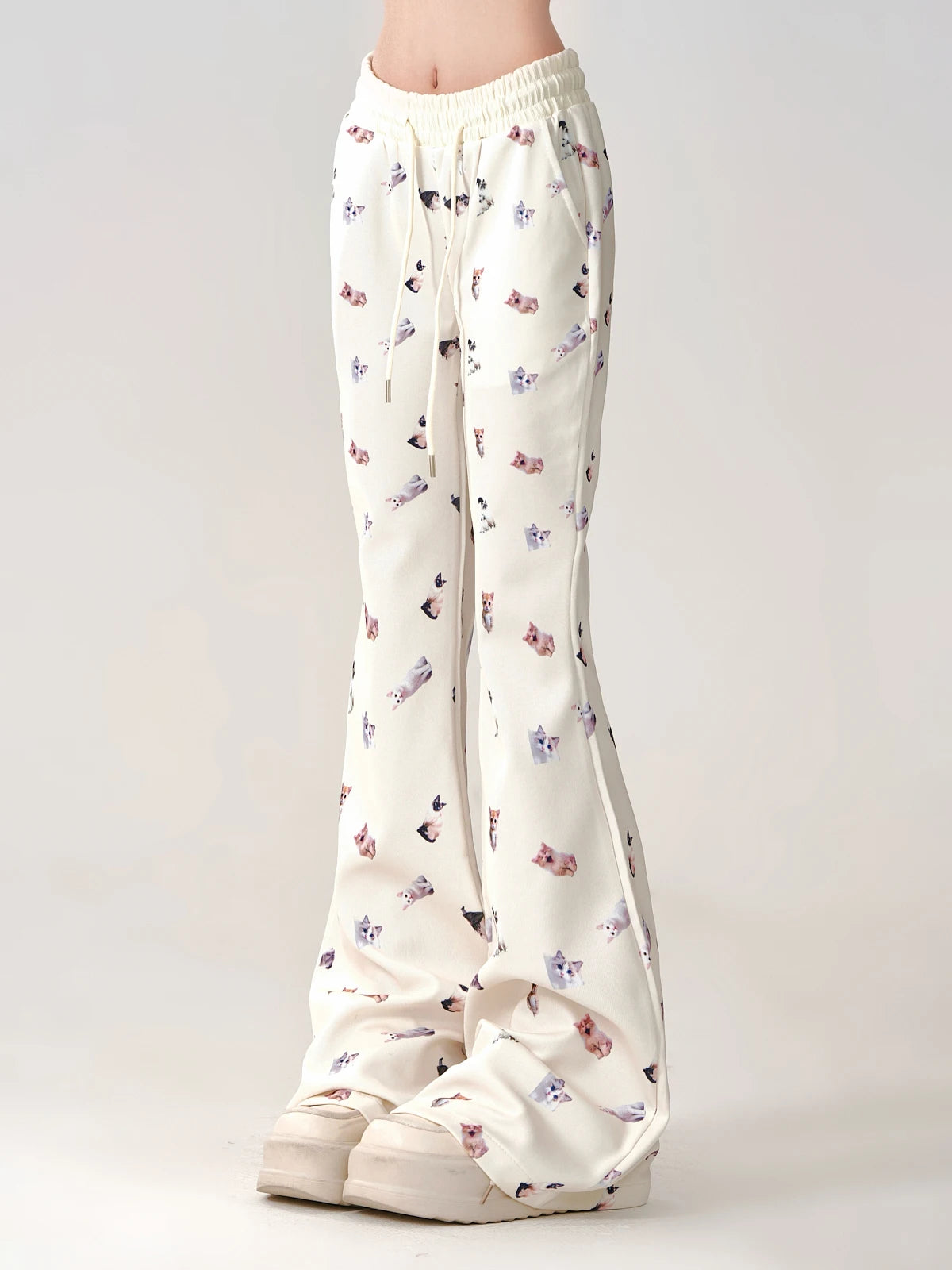Aiertu Cat print slim casual pants Aiertu