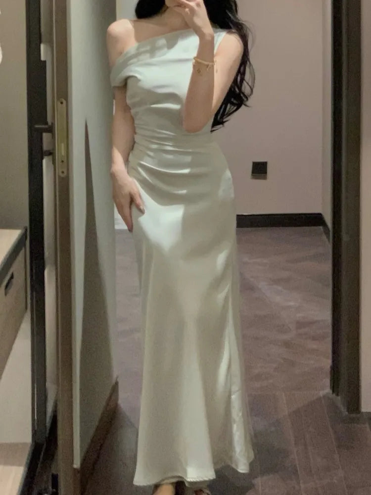 Aiertu Summer Elegant and Chic Women Bodycon Satin Party Dress Vintage Slim Casual Solid Birthday Prom Vestidos Female Clothes Mujers Aiertu
