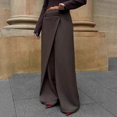 AIERTU  -  Irregular Splicing Straight Wide-leg Pants Women's Autumn and Winter Drape Suit Pants Design Trousers Aiertu