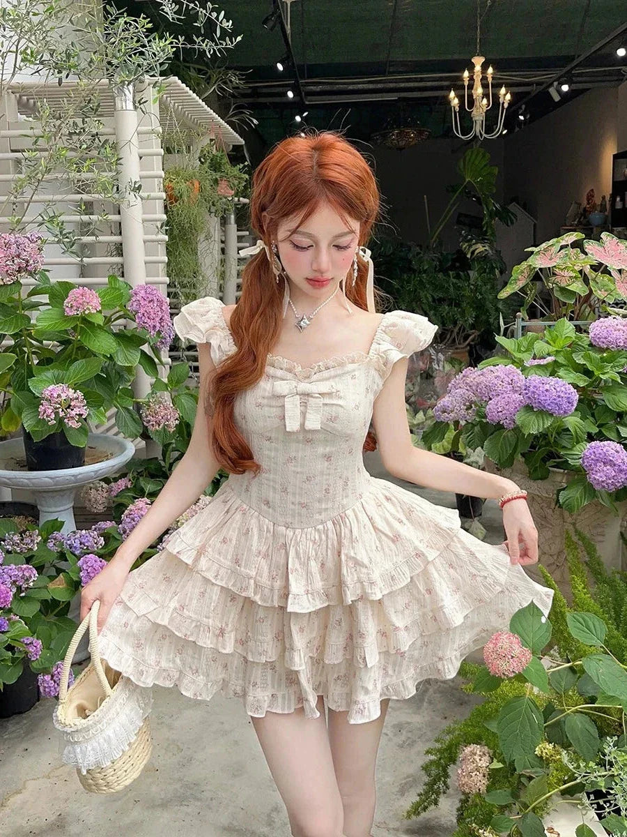 Aiertu - Princess' Pastoral Manor Sitting Room Mini Dress Kawaii Academia Y2K Cottagecore Coquette Fairycore Dollette Princesscore Aiertu