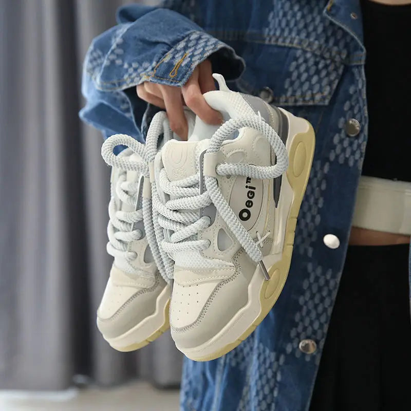 Aiertu Student Black Platform Bread Shoes for Women Couples All-match Casual Sneakerskorean Fashion Student Loose Shoes  Adult Aiertu