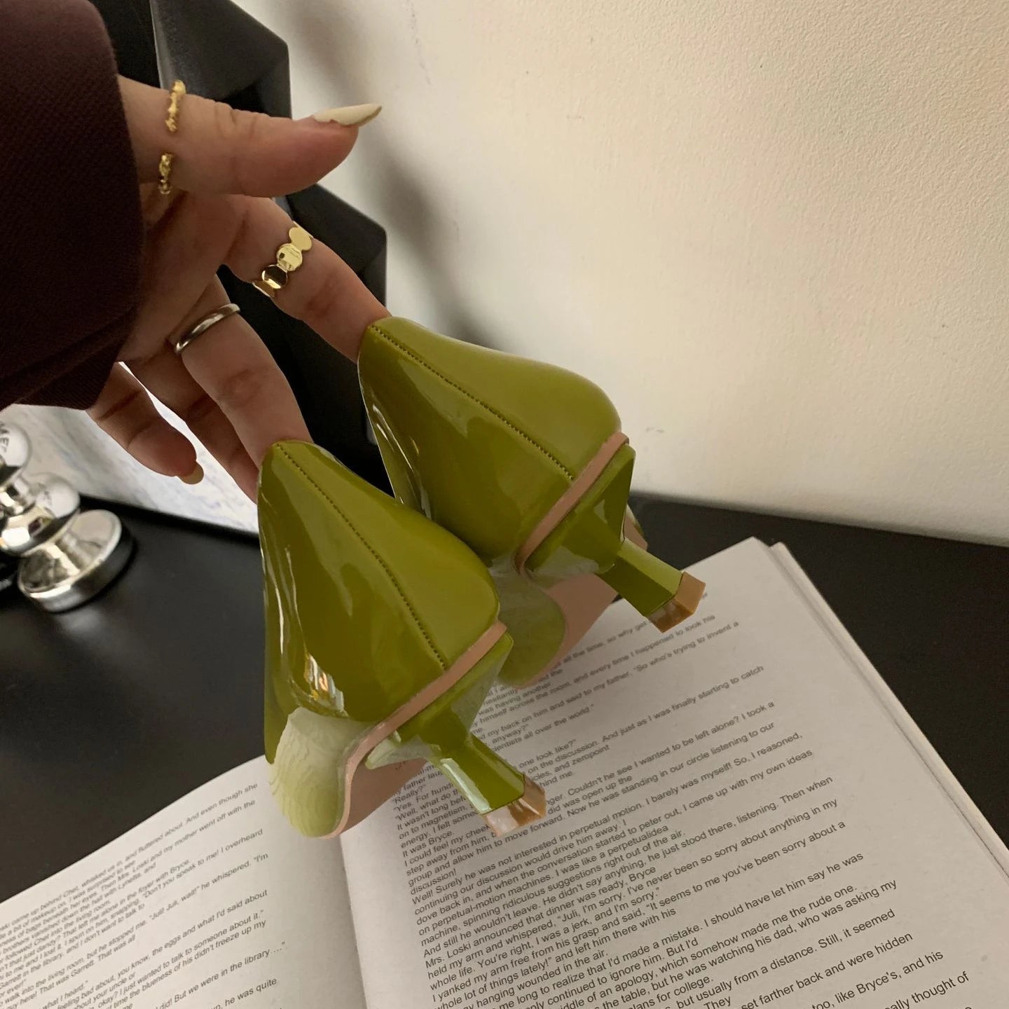 Patent Leather Low Heel Office Women Shoes Pumps Pointed Low Elegant High Heels Simple Comfy Nude Spring Footwear for Women 2024 Aiertu