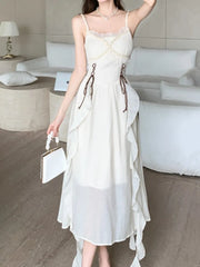 Aiertu Sleeveless Casual Women Summer Halter Midi Dress Satin A-Line Solid Chic Party Sexy Evening Club Birthday Clothes Female Vestido Aiertu