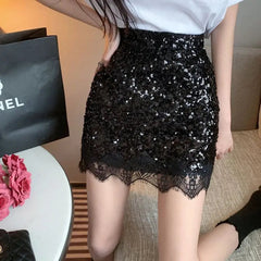 Aiertu NEW YEAR DRESS TO IMPRESS Skirts For Women Sequin Short Lace Mini Woman Skirt Harajuku Stylish Y2k Vintage Cheap V Modest Offer Aesthetic Hot Summer aiertu
