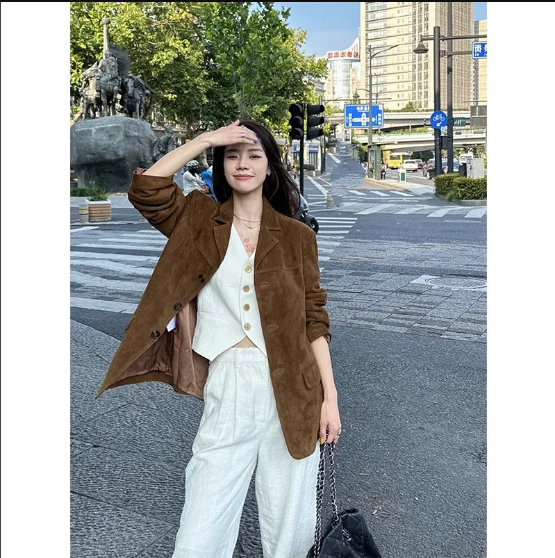 Aiertu Winter Korean Style Leather Jacket Women Casual Warm Loose Elegant Coats Female Fashion Office Lady Casual Moto Jackets Y2k Aiertu