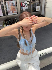 Aiertu Lace Spliced Strap Tank Top Women Summer Camisole New Spicy Girl Sexy Fashion Versatile Outer wear Slim Crop Top Women Clothing Aiertu