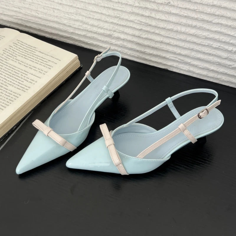AIERTU  -  Bow Elegant Women's Sandals Summer Fashion Kitten Heels Dress Shoes Ladies Pointed Toe Slingbacks Women Heels and Pumps Aiertu