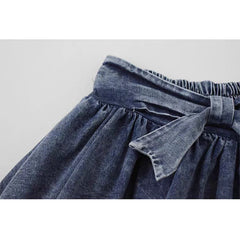 Aiertu Grunge Y2k Bow Denim Skirt with shorts Kawaii Women Vintage Gyaru Ruffle Low Waist Sexy Pleated Mini Skirts Summer Streetwear Aiertu