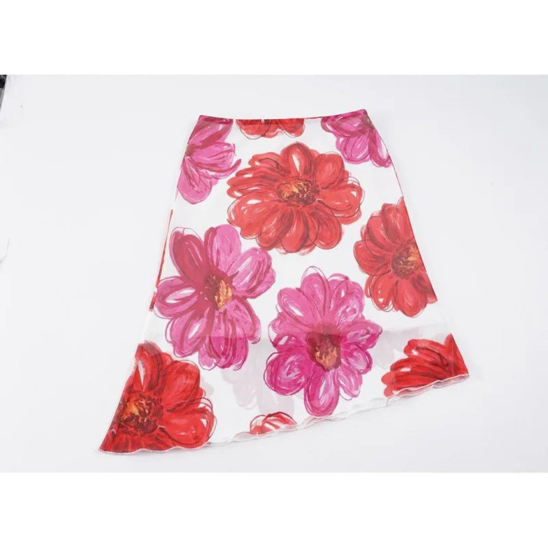 AIERTU  -  New Women's Slim Fit Fashion Casual Skirt Holiday Style Big Floral Print Bodycon Midi Skirt Slimming High Waist Wrap Skirt Aiertu