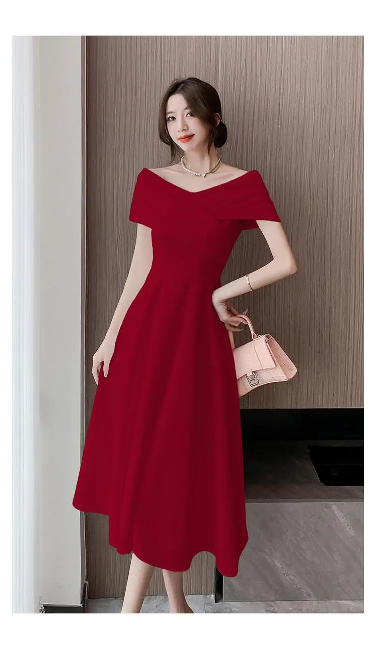 Aiertu Elegant Evening Dress For Women Sleeveless Fashion Fairy Birthday Party Dress Solid Midi 2024 New Summer Sexy Engagement Dresses Aiertu