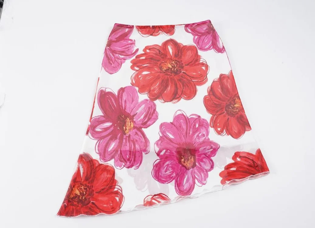 AIERTU  -  New Women's Slim Fit Fashion Casual Skirt Holiday Style Big Floral Print Bodycon Midi Skirt Slimming High Waist Wrap Skirt Aiertu