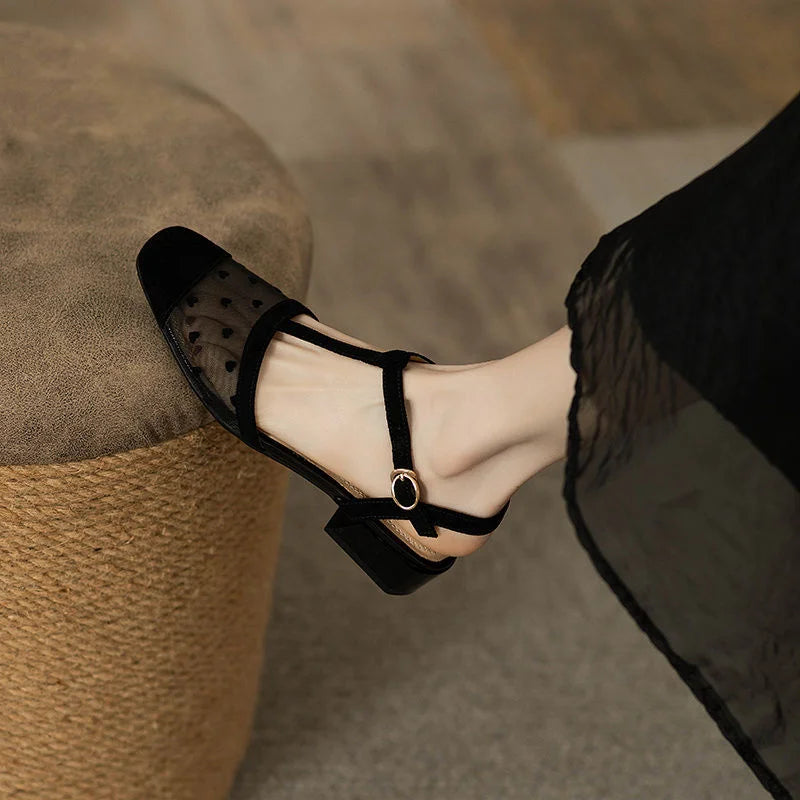 Footwear Lace Sandals for Women Clear Transparent Summer Closed Black Ladies Shoes with Medium Heels Sale Comfort Casual H Aiertu