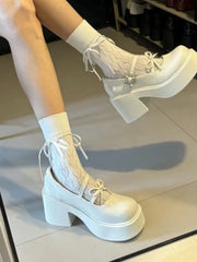 Aiertu Back  to school Platform High Heel Women Mary Jane Shoes Fashion Shallow Butterfly-knot Spring Autumn Ladies Dancing Party Prom Shoes Aiertu