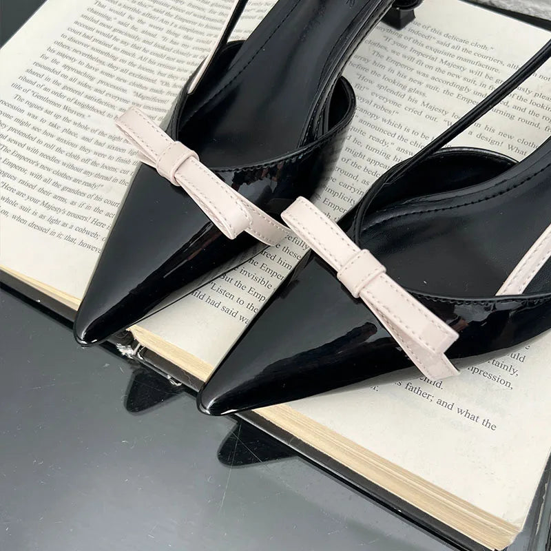 AIERTU  -  Bow Elegant Women's Sandals Summer Fashion Kitten Heels Dress Shoes Ladies Pointed Toe Slingbacks Women Heels and Pumps Aiertu