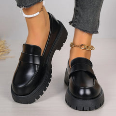 Women Platform Vintage Shoes Black Oxford Shoes Autumn Vintage Bronze PU Leather Loafers Women Fashion Female Thick Sole Shoes Aiertu