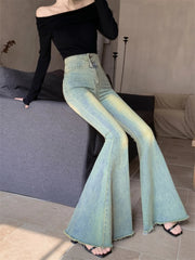 Aiertu Women's Y2k Flare Jeans Harajuku Aesthetic Denim Trousers Vintage Oversize Jean Pants Japanese 2000s Style Trashy Clothes 2024 Aiertu