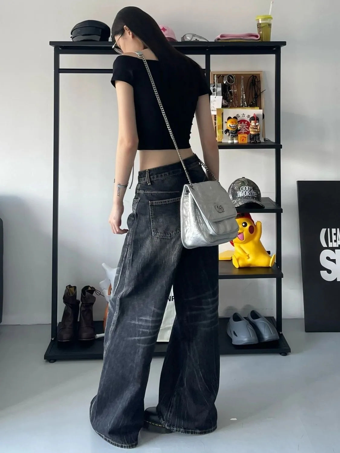 Aiertu Grunge Y2k Black Jeans Women Baggy Vintage High Street Oversized Denim Trousers Gothic Gyaru 2000s Acubi Fashion Jeans Aiertu