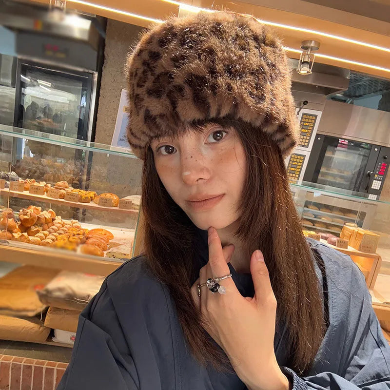 AIERTU  -  Hat Hairband Imitation Mink Fur Warm Headband Leopard Print Soft Retro Spicy Girl With A Fashionable Personality Wide Headband Aiertu