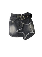 Aiertu Women Black Gothic Denim Skirts Harajuku A-Line Mini Jean Skirt Vintage Y2k Aesthetic Oversize Skirt 2000s Trashy Clothes Summer Aiertu