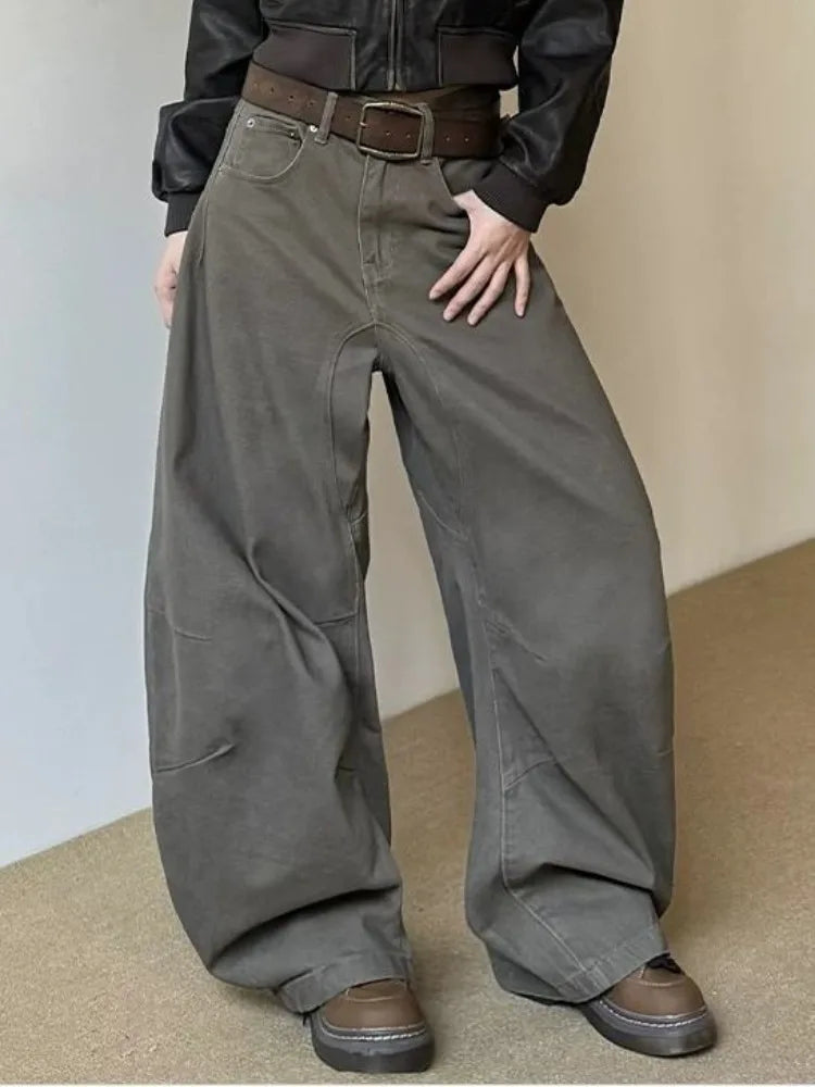 AIERTU  -  Vintage Wide Leg Pants Women's Clothes Streetwear Fashion Y2k Jeans New Bottoms Casual Denim Trousers Korean Pantalon Femme Aiertu