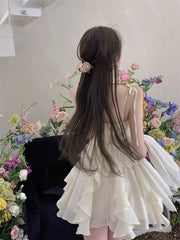 Aiertu Women's Sexy Mini Dress, Sleeveless, High Waist, Ruffle, Kawaii, Japanese, Young Girl, Casual Sundress, Summer, Aiertu
