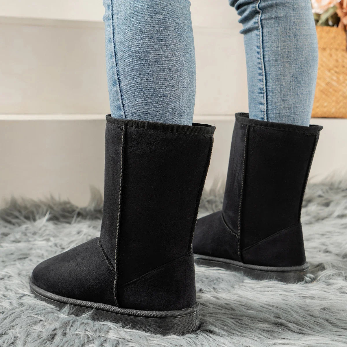 Women Shoes on Sale High Quality Winter Slip-on Mid-calf  Women Boots Fashion Solid Casual Snow Boots Large Size Platform Boots Aiertu