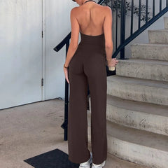 AIERTU  -  Women's New Fashion Backless Vest Slim Solid Color Casual Leggings Suit Aiertu