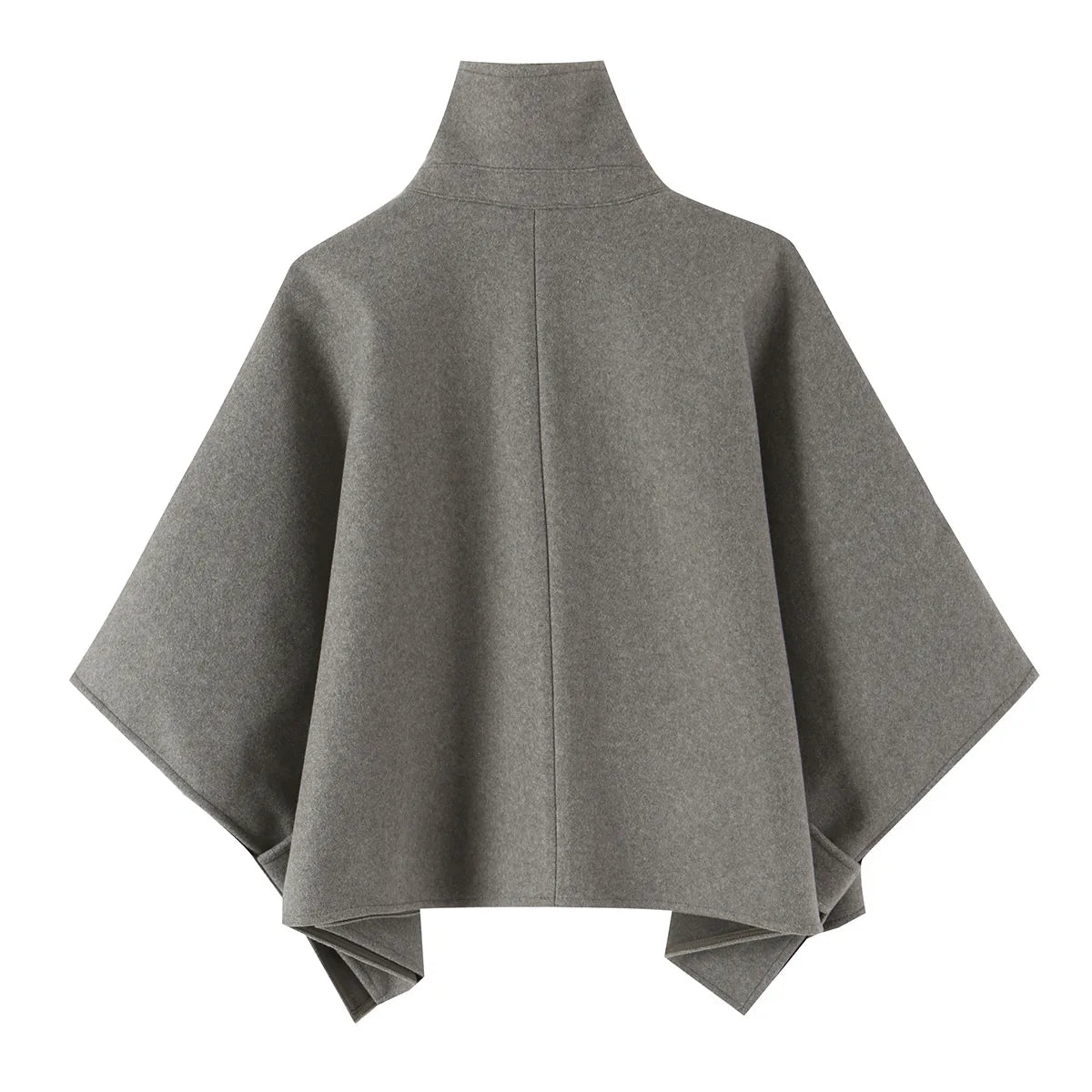 AIERTU  -  Autumn Winter Women High Collar Woolen Cape Coat Double-breasted Buttons Bat Sleeve Cloak Shawl Jacket Loose Outerwear Gray Aiertu
